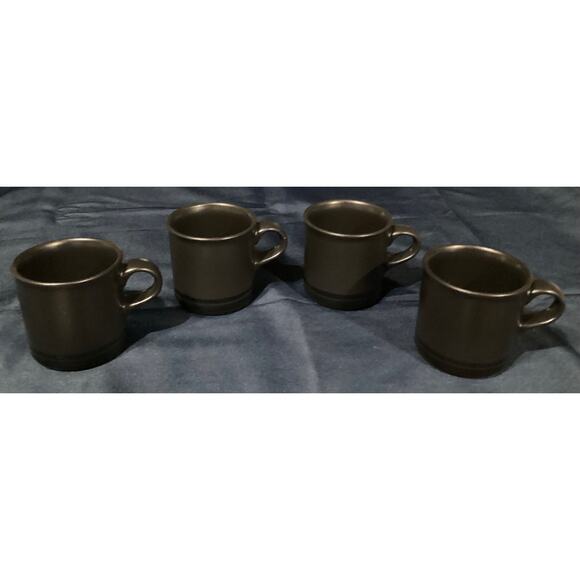 Pfaltzgraff Midnight Sun Coffee Cups Mugs Lot of 4 With Black Stripes - Picture 1 of 8